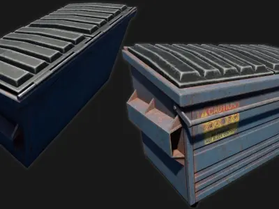 Low-poly PBR Dumpster trash can Low-poly 3D model