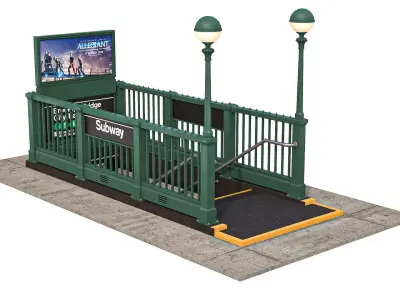 NYC Subway Entrance PBR 01 Low-poly 3D model