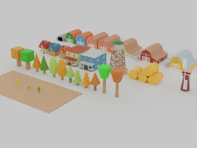 Cartoon Farm - Simple Assets Low-poly 3D model
