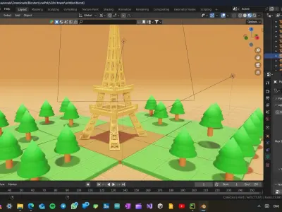 Low poly 3d Eiffel tower model Low-poly 3D model