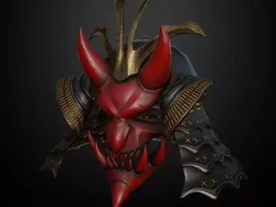 HELMET8 Game Ready demon mask Low-poly 3D model
