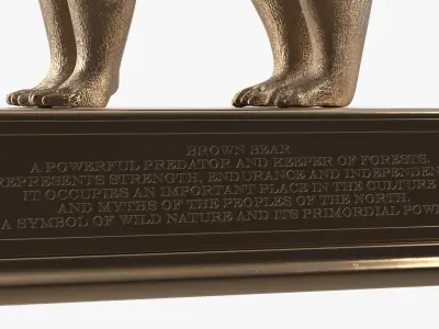  Bronze Bear Figurine on Stand 