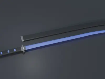 Blue SciFi Glowing Sword Free 3D model