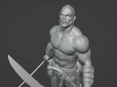 Ukrainian brave Kozak warrior stands on rock ready to print 3D print model