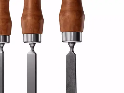 wood chisel set 3D model