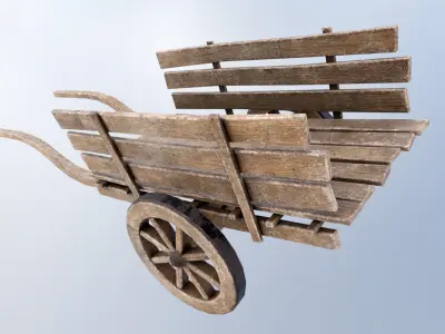 Wooden Wagon Low-poly 3D model buy