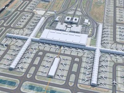 Bangkok Suvarnabhumi Airport 12km Low-poly 3D model