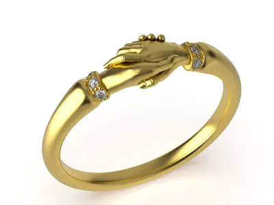 Fede ring Gold Handshake ring 3D print model