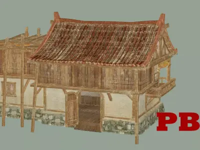Japan Asian Medieval Hut House 3D Model Low-poly 3D model
