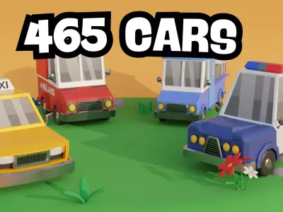 Cars Low Poly Massive Low-poly 3D model
