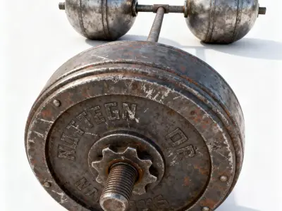 Vintage Circus Strongman Heavy Barbell 3D Model Free low-poly 3D model