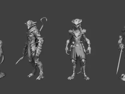 Cyberpunk Beast Hunters LowPoly Low-poly 3D model