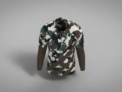 Military Outfit - T-shirt Low-poly 3D model 12