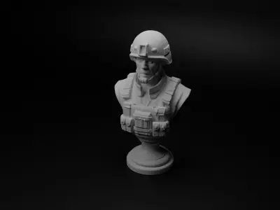 Modern Special Forces Soldier Bust Chess 3D print model order