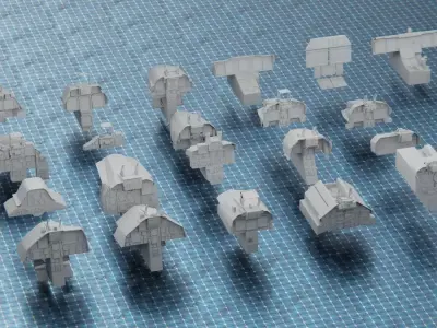 1250 PART WAR KITBASH Free low-poly 3D model