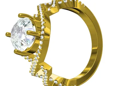 Women Antique Moissanite Engagement Ring 3D print model