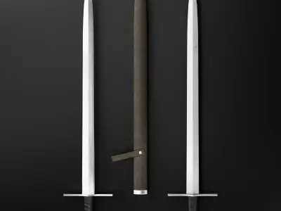 Medieval Sword 05 low poly plus old texture and sheath UE Low-poly 3D model