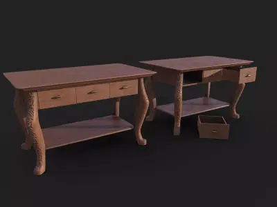 Vintage Drawer Low-poly 3D model