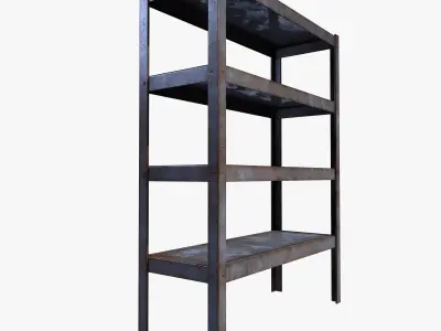 Industrial Rusty Shelf Low Poly Rack Low-poly 3D model