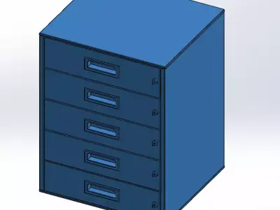 Metal drawer or cabinet or pedestal 5 Drawer H725 x W558 x D500 3D model