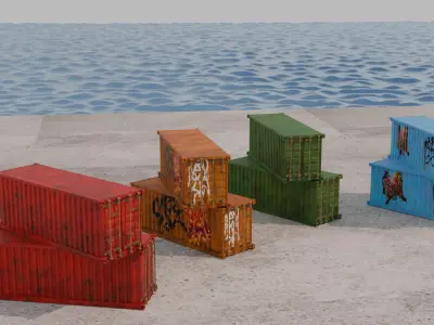 Grafity Painted Harbour Container Low-poly 3D model