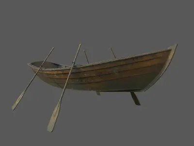 Wooden boat with new and old textures Low-poly 3D model