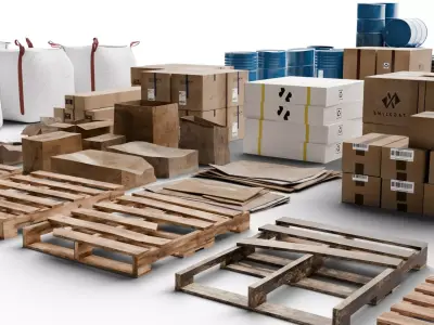 Box and Cargo Pack Low-poly 3D model