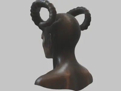 HR Giger Woman Scifi Head Bust Horned ALien Low-poly 3D model