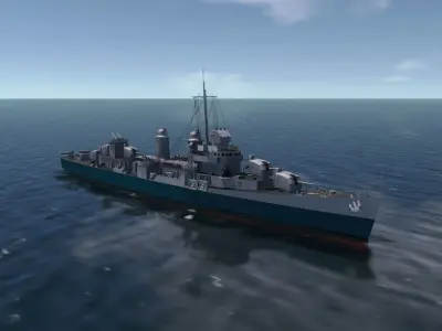 USS Fletcher Destroyer Warship WW2 3D print model