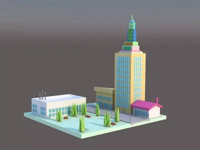 low poly city part 3D model