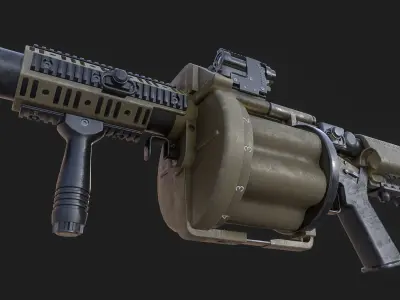 Milkor Multiple Grenade Launcher 140 Low-poly 3D model