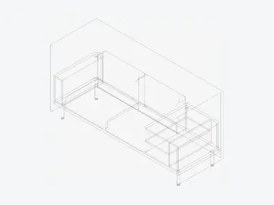 Sofa - Contemporary - Flame - Corner Shelf - Right Low-poly 3D model