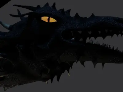 Fantasy Black Dragon Rigged PBR Animated Low-poly 3D model