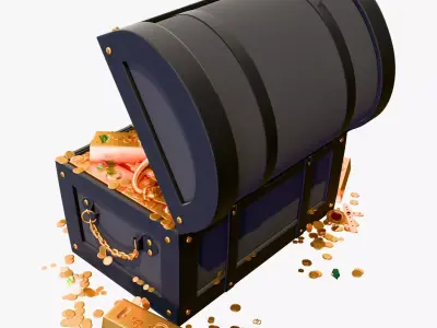 Treasure Chest With Gold and Gems M1 3D model