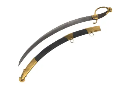 Sabre sword and scabbard Low-poly 3D model