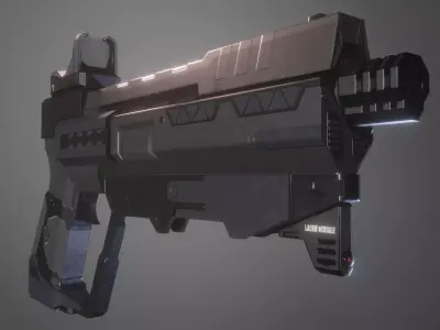 Lowpoly Concept Sci-fi Pistol Low-poly 3D model