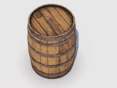 Barrel Low-poly 3D model 11