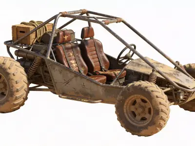 Wild West Sand Buggy Low-poly 3D model