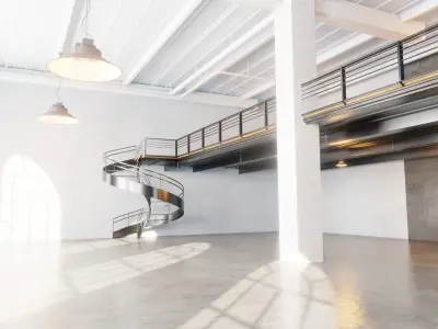 industrial loft and office building blender scene 3D model