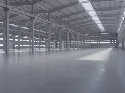 Factory Hall Interior 5 Low-poly 3D model