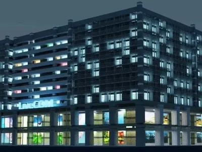 Building 3 at night 3D model