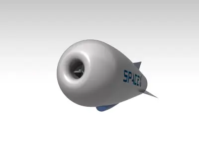 Futuristic Airship Low-poly 3D model
