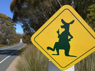 Kangaroo Crossing  Low Poly Road Sign Game Ready 3D Model Free low-poly 3D model