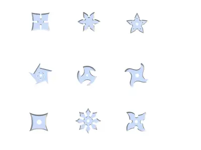 Set of 9 shurikens ready to print  3D Model Pack