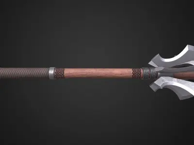 Medieval mace Low-poly 3D model 8