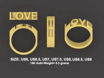 Stylish Love Ring Design for Gold  3D print model