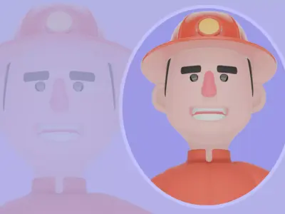 Stylized 3D Firefighter Character OK Gesture - Cartoon Fireman 3D model