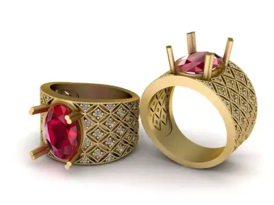 ruby gold ring 3D printable model   3D print model
