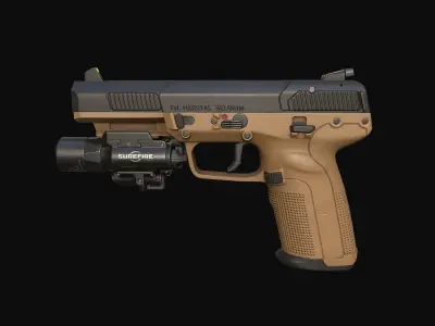 FN Five-seveN MK2 FDE pistol Low-poly 3D model