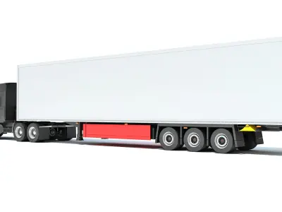 Truck with Reefer Refrigerator Trailer 3D model 3